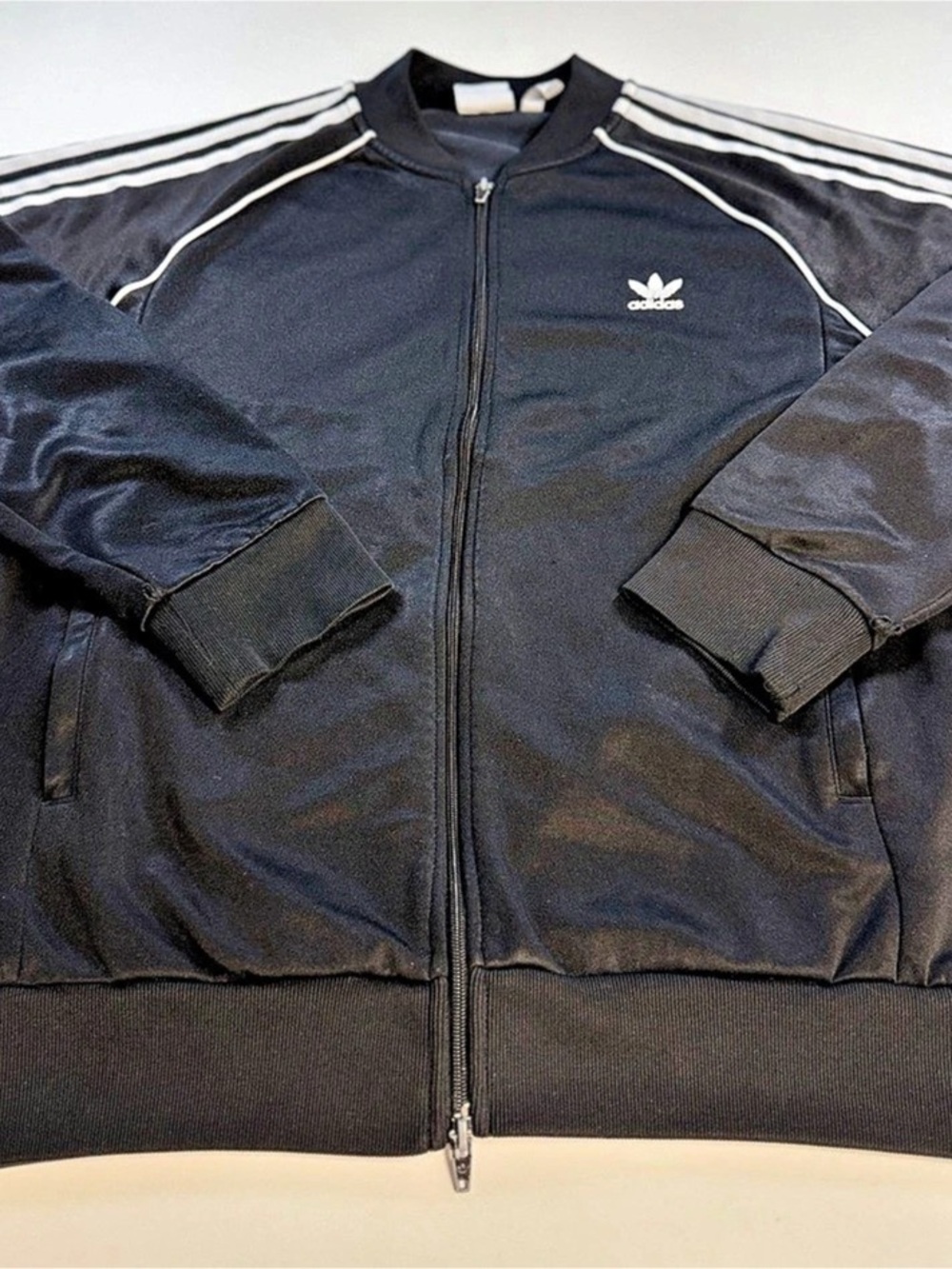 adidas Superstar Track Top Men's Striped Track Jacket Black & White Size